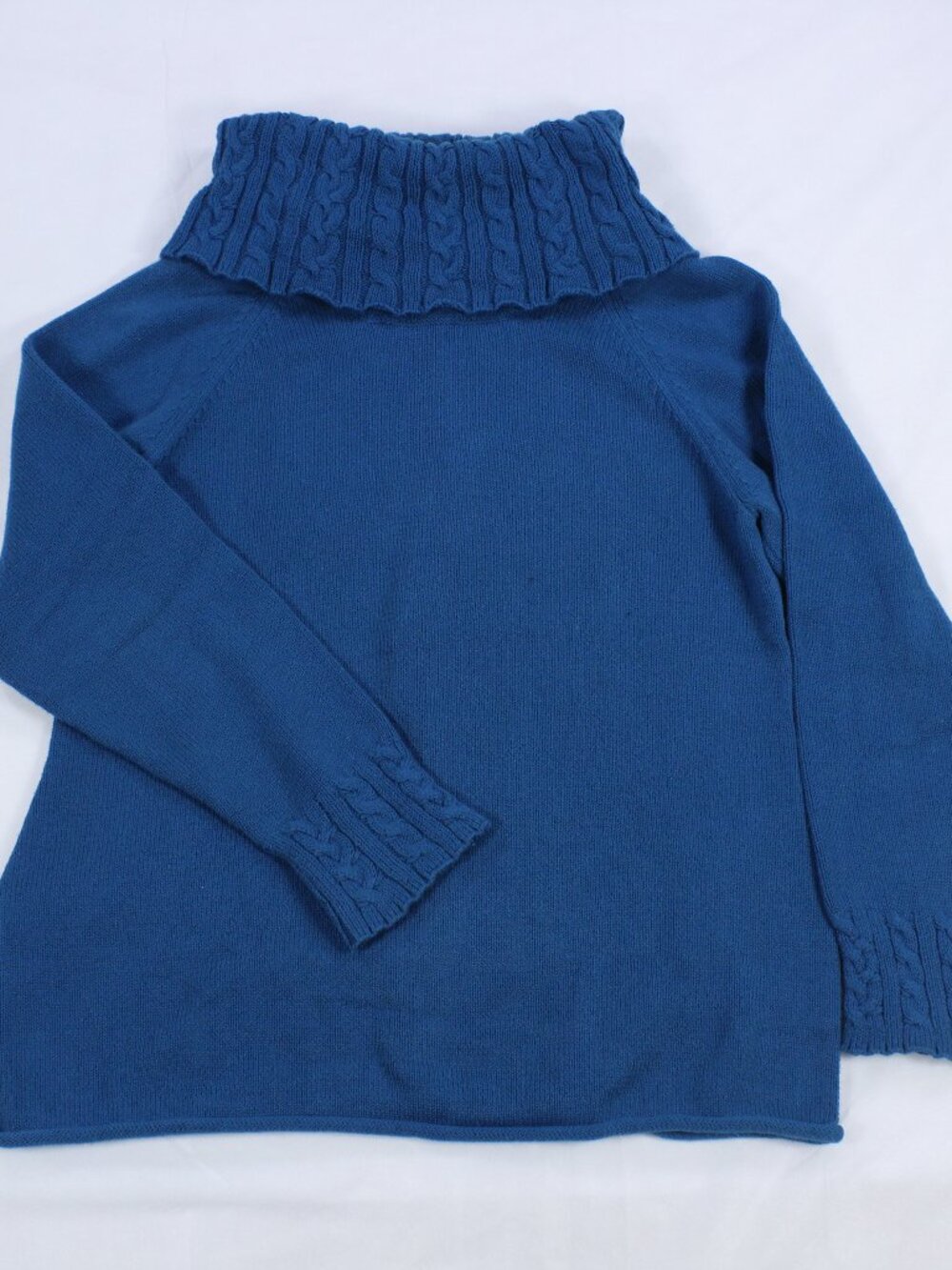 Coldwater Creek Women's Sweater – Cable-Knit Turtleneck – Size S Turquoise Blue